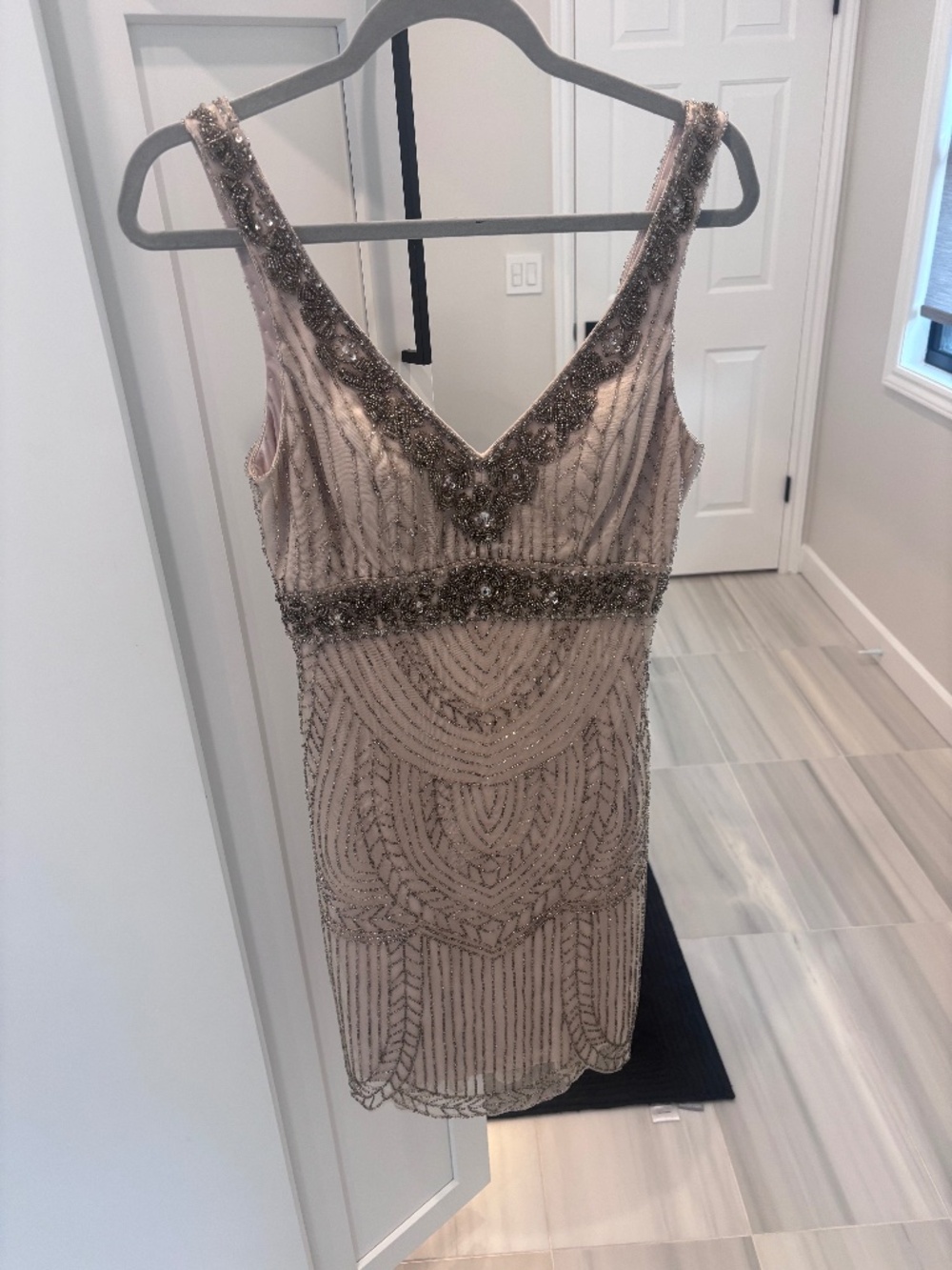 Sue Wong Champagne Beaded Dress